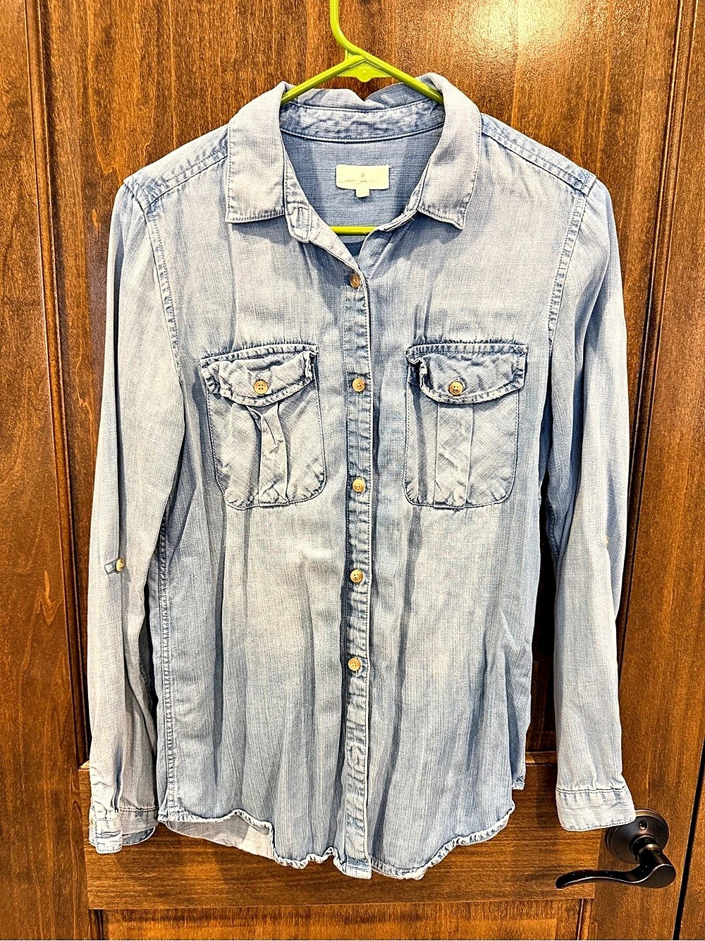 Thread & Supply Button Front Shirt Denim Button Down Shirt Size Small